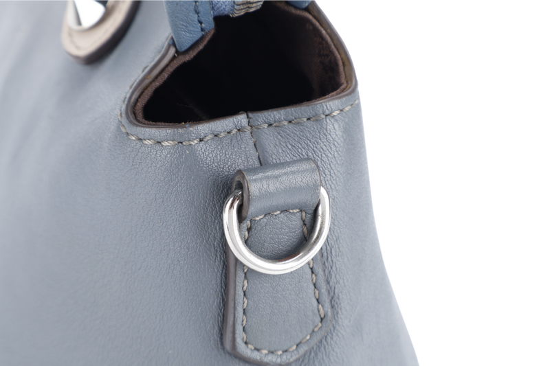 FENDI BY THE WAY SHOULDER BAG MEDIUM BLUE LEATHER SILVER HARDWARE WITH LONG STRAPS NO DUST COVER