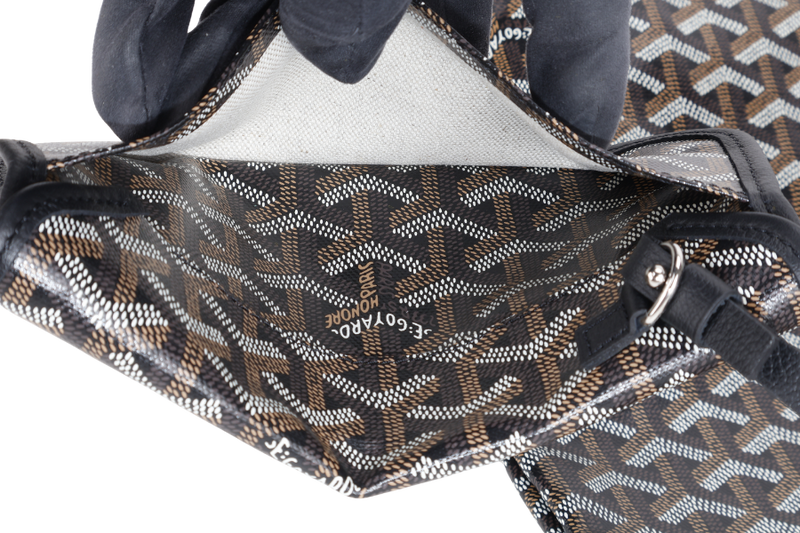 GOYARD BOHEME HOBO BLACK GOYARDINE L.E PURPLE DRAGONFLY WITH POUCH AND DUST COVER