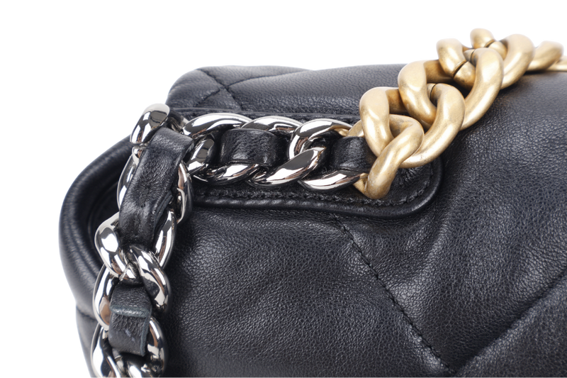 CHANEL 19 (PUTHL4TJ) LAMBSKIN GOLD TONE SILVER & RUTHENIUM GOLD HARDWARE WITH DUST COVER