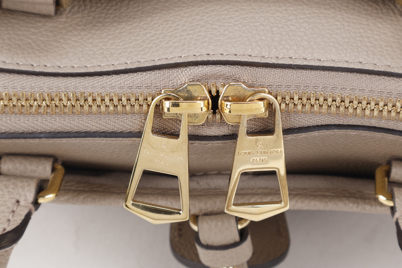 LOUIS VUITTON M46585 TRIANON PM MONOGRAM EMPREINTE TOURTERELLE LEATHER GOLD HARDWARE WITH STRAPS AND DUST COVER