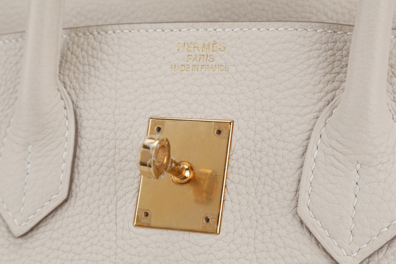 HERMES BIRKIN 35 CRAIE CLEMENCE LEATHER GOLD HARDWARE STAMP U (YEAR 2022) WITH DUST COVER