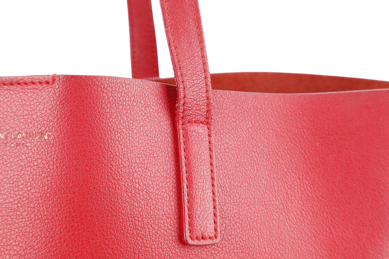 YVES SAINT LAURENT (YSL) EAST WEST TOTE BAG RED LEATHER NO DUST COVER