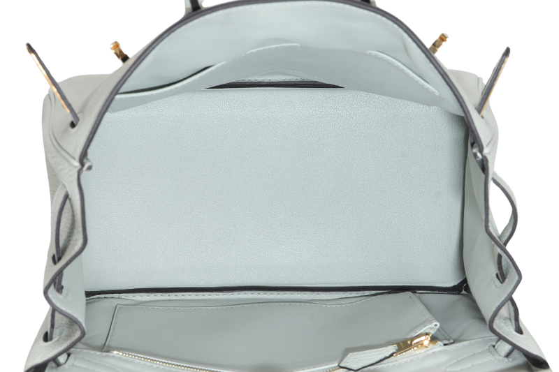 HERMES BIRKIN 25 GRIS NEVE TOGO GOLD HARDWARE STAMP B (YEAR 2023) WITH KEYS, LOCK, RAINCOAT AND DUST COVER
