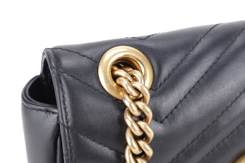 GUCCI MARMONT SMALL BLACK LEATHER GOLD HARDWARE WITH DUST COVER