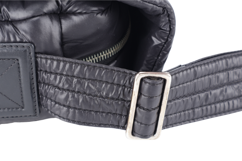 CHANEL SMALL COCOON MESSENGER BAG (1765xxxx) BLACK NYLON SILVER HARDWARE WITH CARD AND BOX
