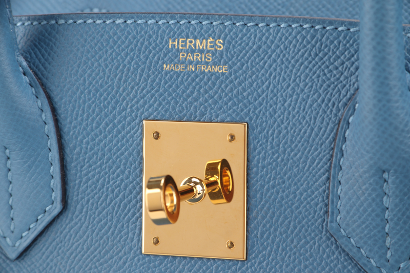 HERMES BIRKIN 30 BLUE PARADISE EPSOM GOLD HARDWARE STAMP C (YEAR 2018) WITH KEYS, LOCK, RAINCOAT AND DUST COVER