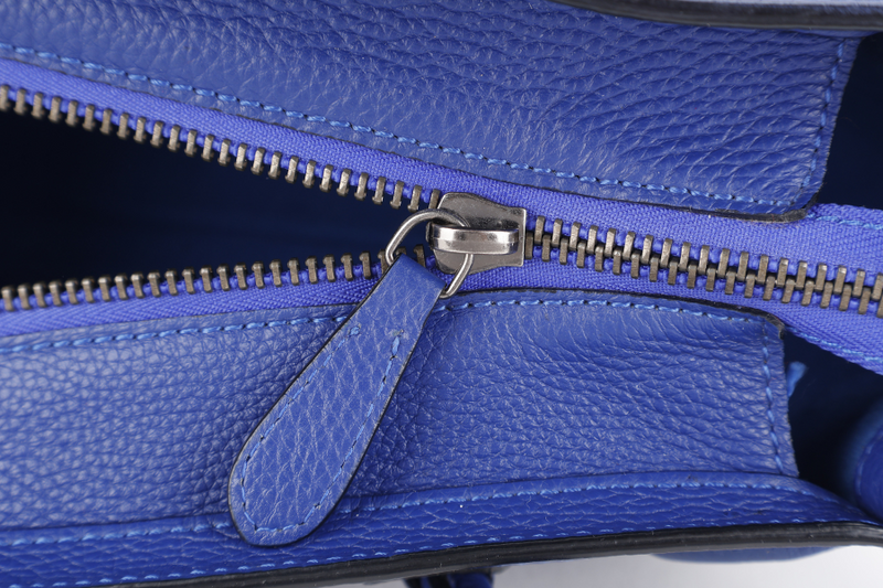 CELINE LUGGAGE TOTE BAG MICRO BLUE CALF LEATHER SILVER HARDWARE NO DUST COVER