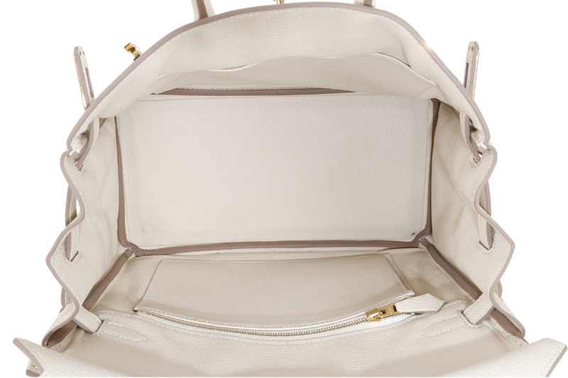 HERMES BIRKIN 25 CRAIE TOGO GOLD HARDWRAE STAMP W (YEAR 2024) WITH TWILLY, KEYS&LOCK AND BOX