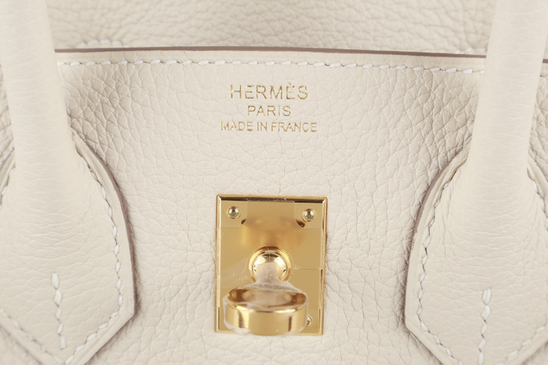 HERMES BIRKIN 25 CRAIE TOGO GOLD HARDWRAE STAMP W (YEAR 2024) WITH TWILLY, KEYS&LOCK AND BOX