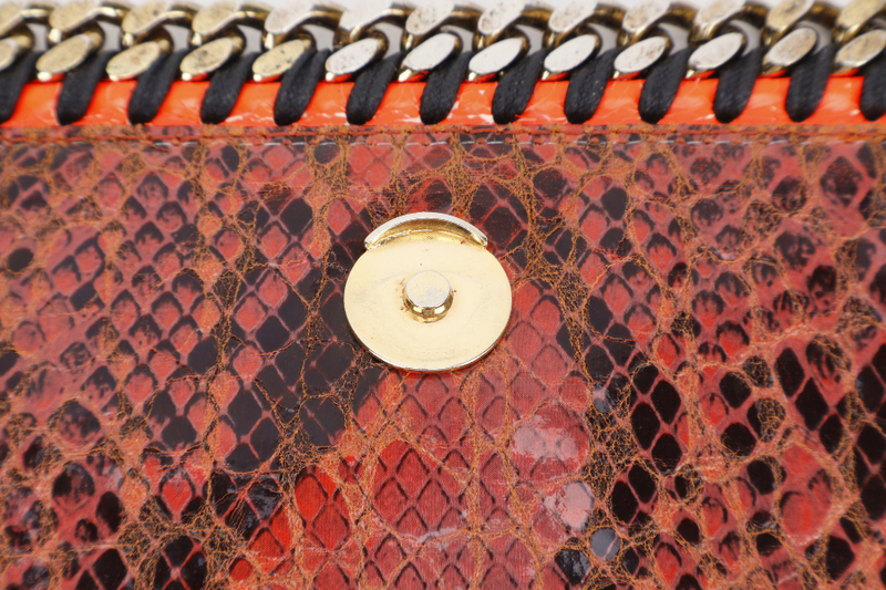 STELLA MCCARTNEY FALABELLA FOLD OVER BAG ORANGE RED PHYTON EMBOSSED GOLD HARDWARE NO DUST COVER