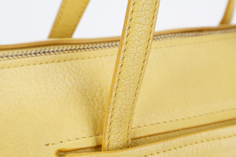 SALVATORE FERRAGAMO MIKA CONVERTIBLE TOTE BAG LARGE YELLOW LEATHER GOLD HARDWARE WITH DUST COVER