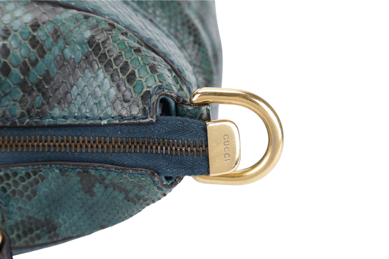 GUCCI 269963 493075 GG RIDE SHOULDER BAG IN GREEN PYTHON SKIN WITH STRAPS AND DUST COVER