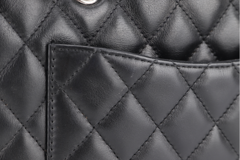 CHANEL VINTAGE CAMBON BOWLER BAG BLACK LAMBSKIN 1023xxxx WITH DUST COVER
