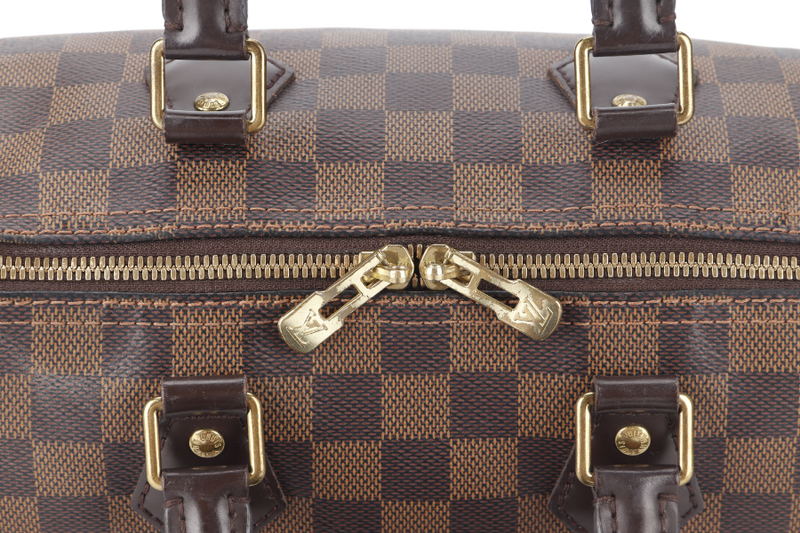 LOUIS VUITTON SPEEDY 25 BANDOULIERE N41368 DAMIER EBENE GOLD HARDWARE (MICROCHIP) WITH STRAPS, DUST COVER AND BOX