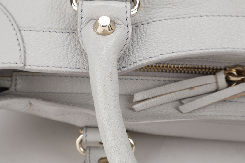 BALENCIAGA CITY EDGE LIGHT GREY LEATHER GOLD HARDWARE WITH STRAPS AND DUST COVER