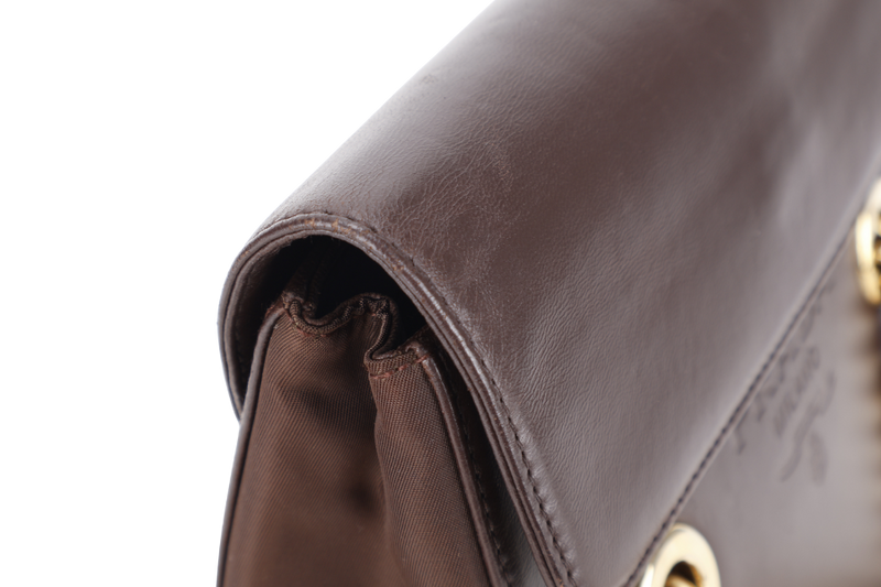 PRADA DARK BROWN NAPPA LEATHER SHOULDER CHAIN BAG GOLD HARDWARE NO CARD NO DUST COVER