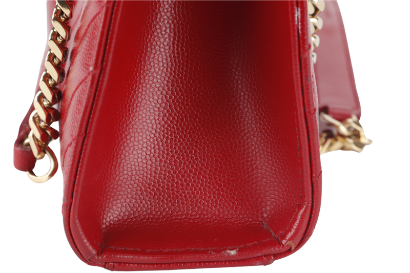 YVES SAINT LAURENT (YSL) LARGE ENVELOPE BAG RED CHEVRON QUILTED LEATHER GOLD HARDWARE NO DUST COVER