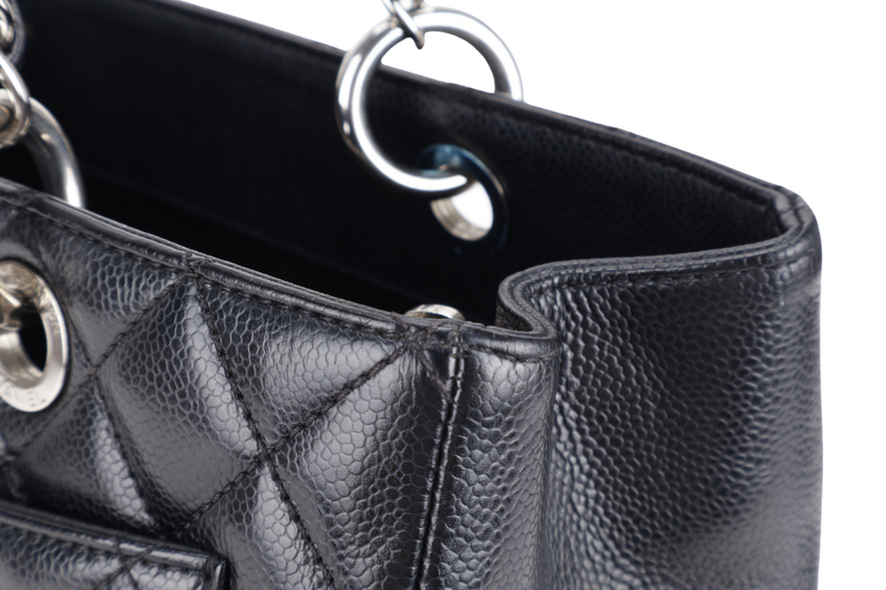 CHANEL GST BLACK CAVIAR LEATHER (2015xxxx) SILVER HARDWARE WITH CARD NO DUST COVER AND NO BOX