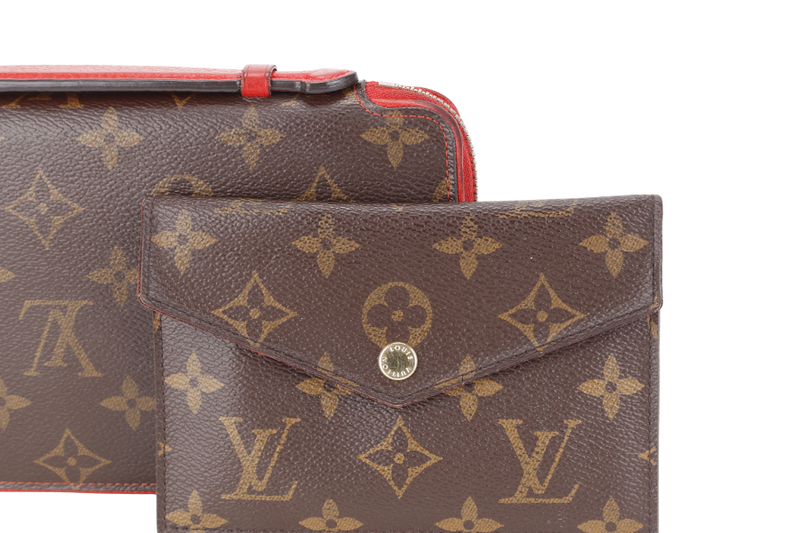 LOUIS VUITTON DAILY ORGANIZER MONOGRAM x ROUGE WALLET MONOGRAM CANVAS GOLD HARDWARE WITH DUST COVER AND BOX