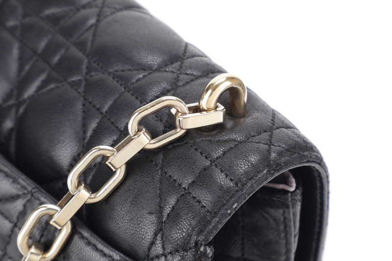 CHRISTIAN DIOR NEW LOCK FLAP BAG BLACK LAMBSKIN LEATHER GOLD HARDWARE WITH KEYS NO DUST COVER