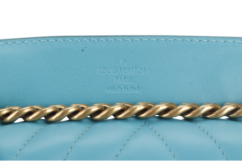 LOUIS VUITTON NEW WAVE CHAIN BAG MM (M51946) BLUE CALFSKIN GOLD HARDWARE NO DUST COVER