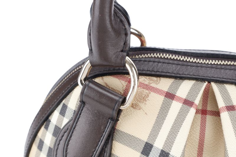 BURBERRY THORNLEY HAYMARKET DARK BROWN LEATHER TRIM WITH DUST COVER