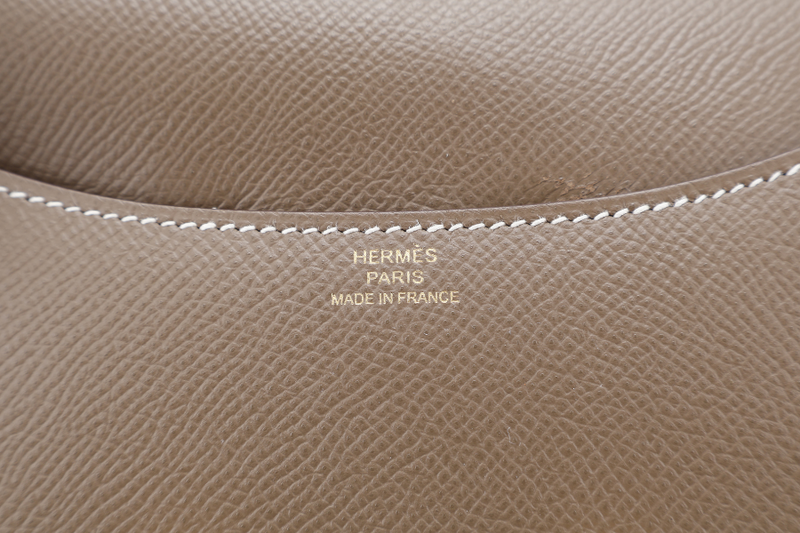 HERMES CONSTANCE 18 STAMP U (YEAR 2022) ETOUPE EPSOM GOLD HARDWARE WITH DUST COVER