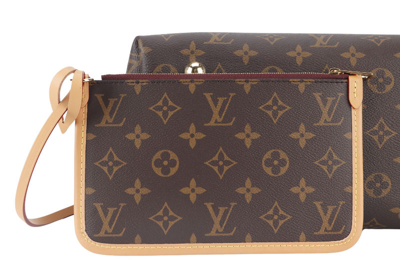 LOUIS VUITTON CARRYALL PM MONOGRAM CANVAS GOLD HARDWARE WITH DUST COVER AND BOX