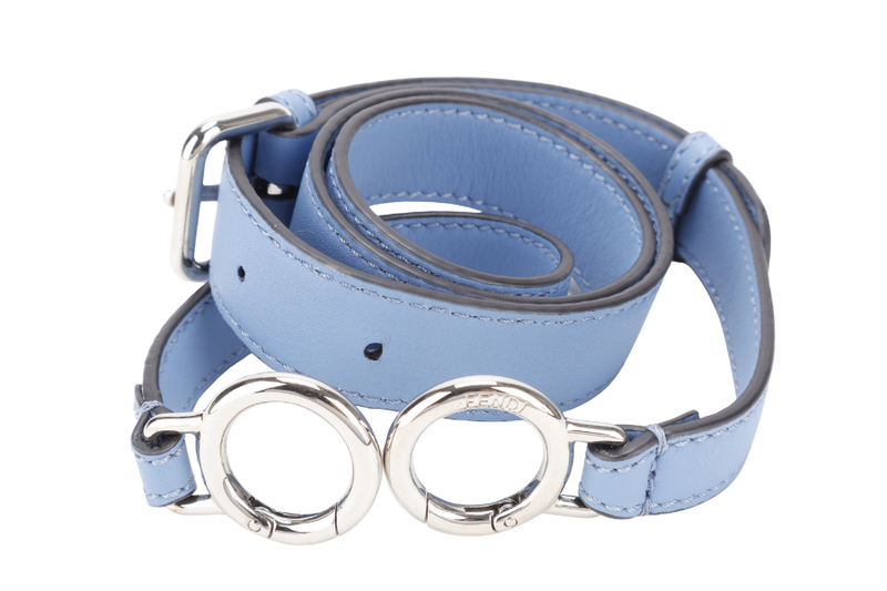 FENDI PEEKABOO (8BN290-81P-188-10429) BLUE GRAINED CALF LEATHER SILVER HARDWARE WITH RAINCOAT, STRAPS AND DUST COVER