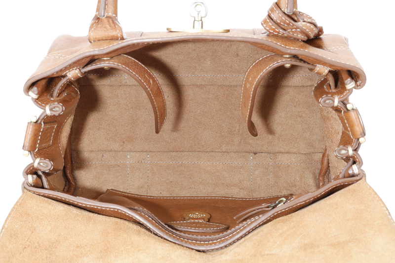 MULBERRY BAYSWATER SMALL BROWN LEATHER GOLD HARDWARE WITH LEATHER STRAPS AND DUST COVER