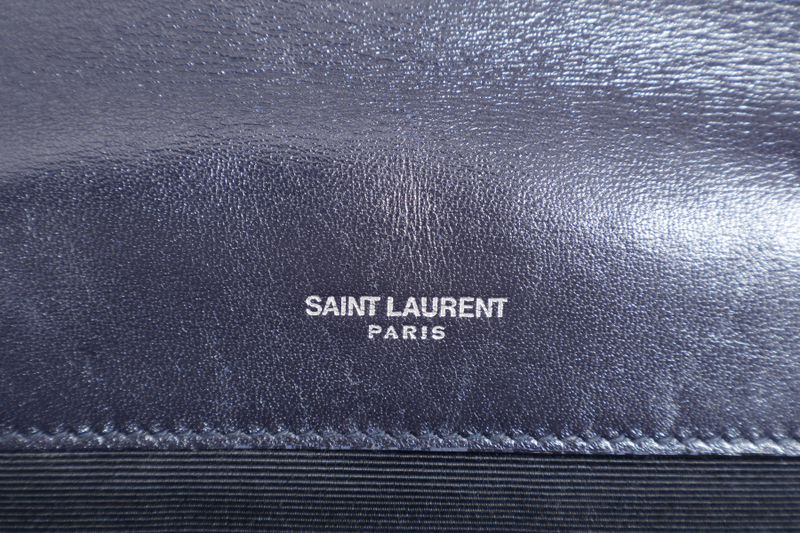 YVES SAINT LAURENT (YSL) SULPICE CROSSBODY NAVY SUEDE LEATHER BAG SILVER HARDWARE NO DUST COVER