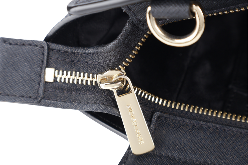 MICHAEL KORS SELMA LARGE SAFFIANO BLACK LEATHER TOTE BAG WITH GOLD HARDWARE AND DUST COVER
