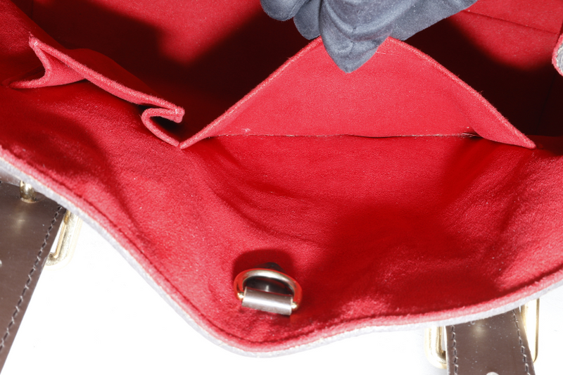 LOUIS VUITTON HAMPSTEAD MM SHOULDER BAG DAMIER EBENE CANVAS GOLD HARDWARE WITH DUST COVER