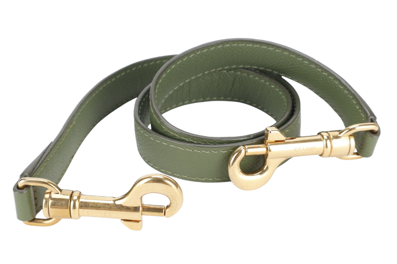 CELINE MICRO BELT BAG GREEN LEATHER GOLD HARDWARE WITH STRAPS AND DUST COVER