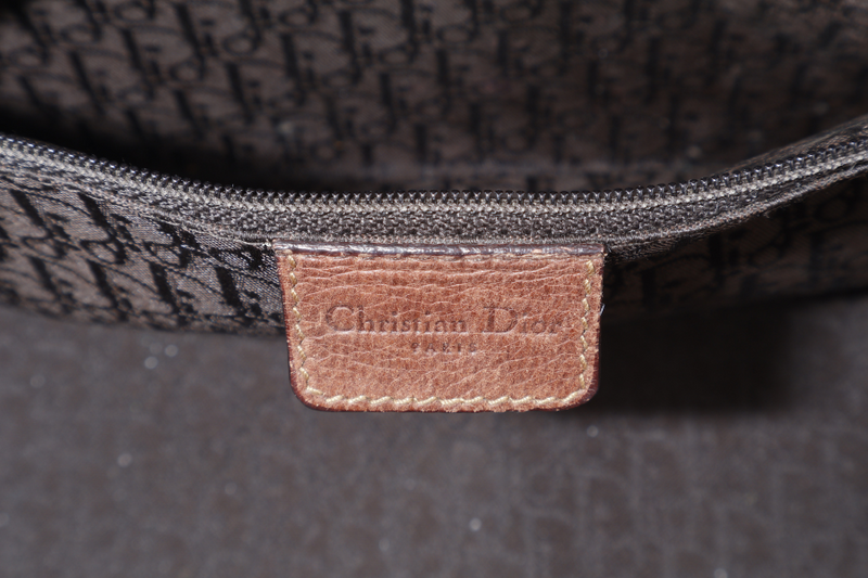 CHRISTIAN DIOR STREET CHIC TROTTER BAG BROWN LEATHER BLUE DEMIN GOLD HARDWARE NO DUST COVER