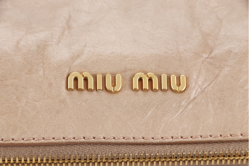 MIU MIU 2WAY BOW RIBBON HANDBAG BEIGE LEATHER WITH DUST COVER