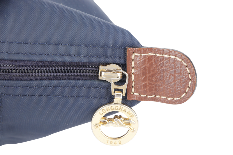 LONGCHAMP LE PLIAGE SMALL NAVY BLUE CANVAS GOLD HARDWARE NO DUST COVER