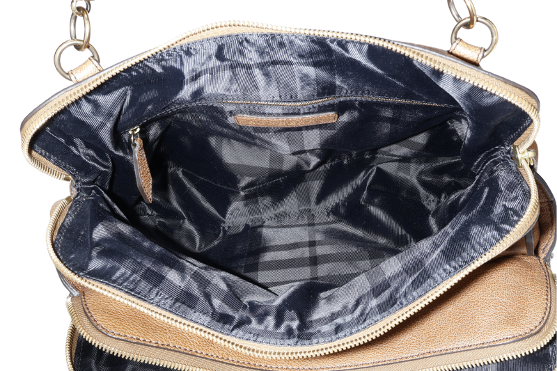 BURBERRY TOTE BAG BRONZER LEATHER GOLD HARDWARE WITH DUST COVER