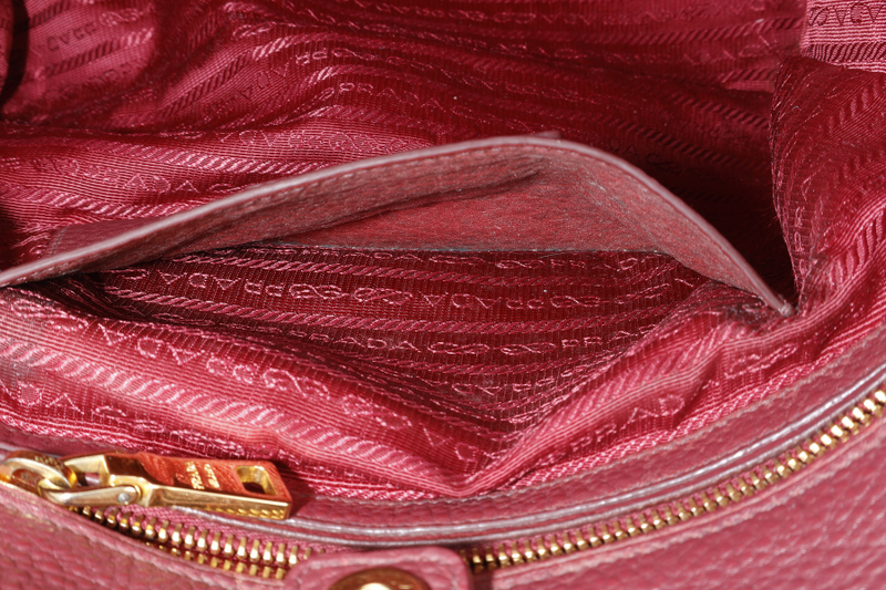 PRADA PINK VITELLO DAINO LEATHER SIDE POCKET TOTE BAG GOLD HARDWARE NO DUST COVER