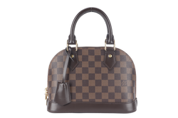 LOUIS VUITTON ALMA BB DAMIER EBENE GOLD HARDWARE WITH STRAPS, LOCK&KEYS AND DUST COVER