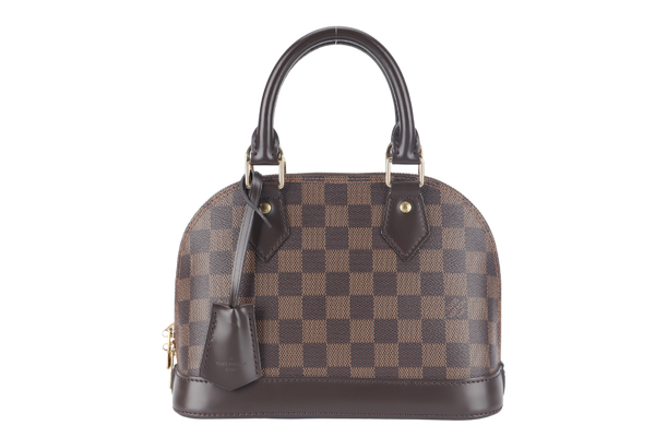 LOUIS VUITTON ALMA BB DAMIER EBENE GOLD HARDWARE WITH STRAPS, LOCK&KEYS AND DUST COVER