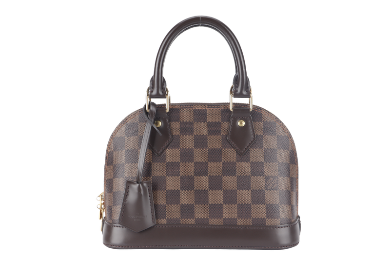 LOUIS VUITTON ALMA BB DAMIER EBENE GOLD HARDWARE WITH STRAPS, LOCK&KEYS AND DUST COVER