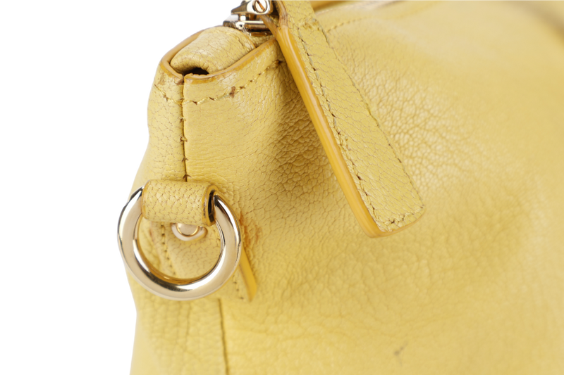 SALVATORE FERRAGAMO MIKA CONVERTIBLE TOTE BAG LARGE YELLOW LEATHER GOLD HARDWARE WITH DUST COVER