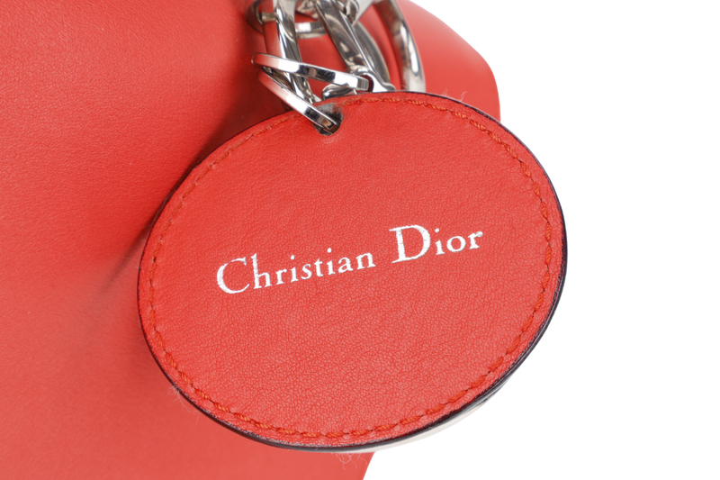 CHRISTIAN DIOR BE DIOR BI-COLOR ORANG, PINK SMOOTH LEATHER SILVER HARDWARE WITH STRAPS, CARD, DUST COVER AND BOX