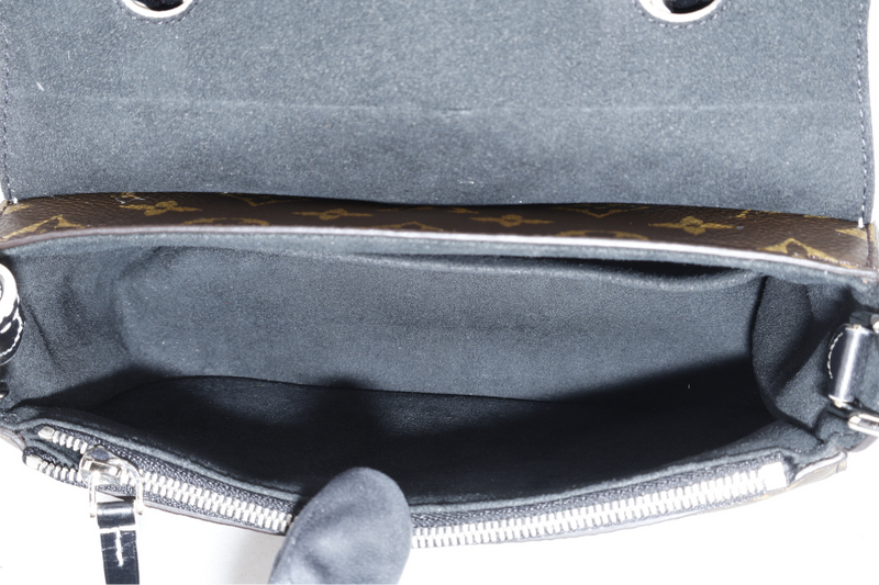 LOUIS VUITTON M44115 CHAIN IT BLACK CALFSKIN x MONOGRAM SILVER HARDAWARE, GOLD HARDWARE WITH STRAPS AND DUST COVER