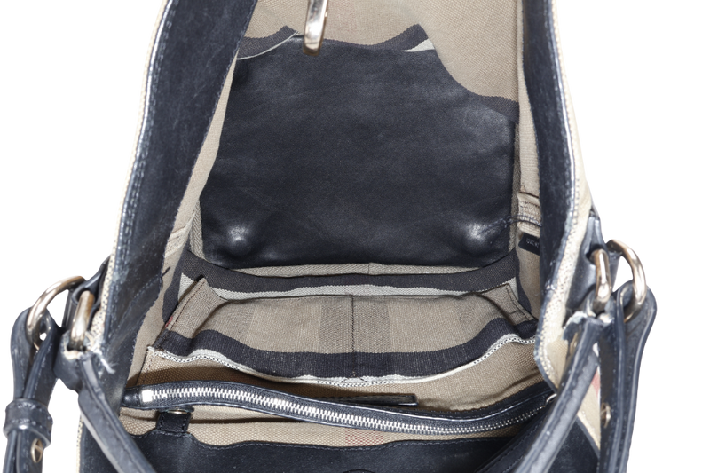 BURBERRY ASHBY MEDIUM CHECKED BUCKET CANVAS WITH DUST COVER