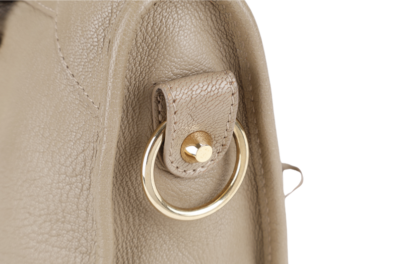 BALENCIAGA SMALL METALLIC EDGE CLASSIC CITY TOTE BEIGE CALFSKIN LEATHER GOLD HARDWARE WITH DUST COVER, STRAPS AND MIRROR