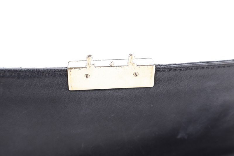 CHRISTIAN DIOR NEW LOCK FLAP BAG BLACK LAMBSKIN LEATHER GOLD HARDWARE WITH KEYS NO DUST COVER