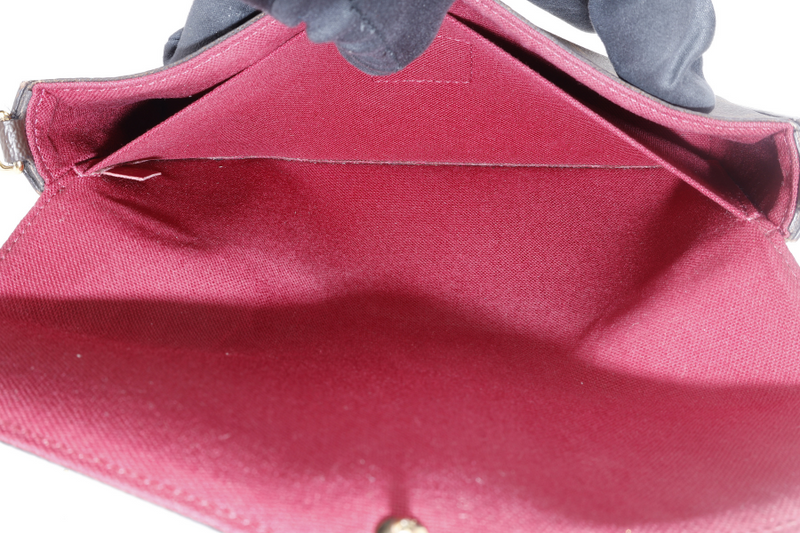 LOUIS VUITTON M81896 POCHETTE FELICIE BROWN MONOGRAM CANVAS GOLD HARDWARE WITH DUST COVER AND BOX