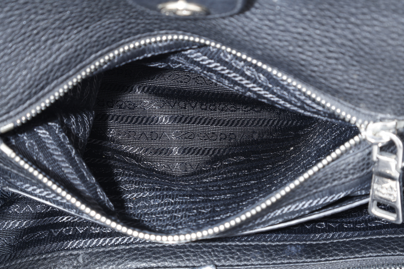 PRADA TOTE BAG BLACK LEATHER GOLD HARDWARE NO DUST COVER